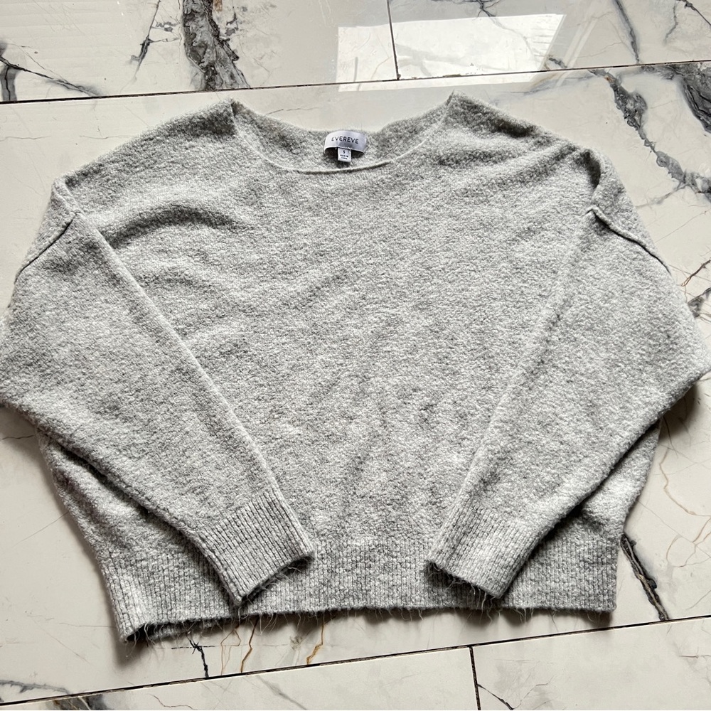 Evereve Gray Soft Fuzzy Women's Pullover Sweater Small